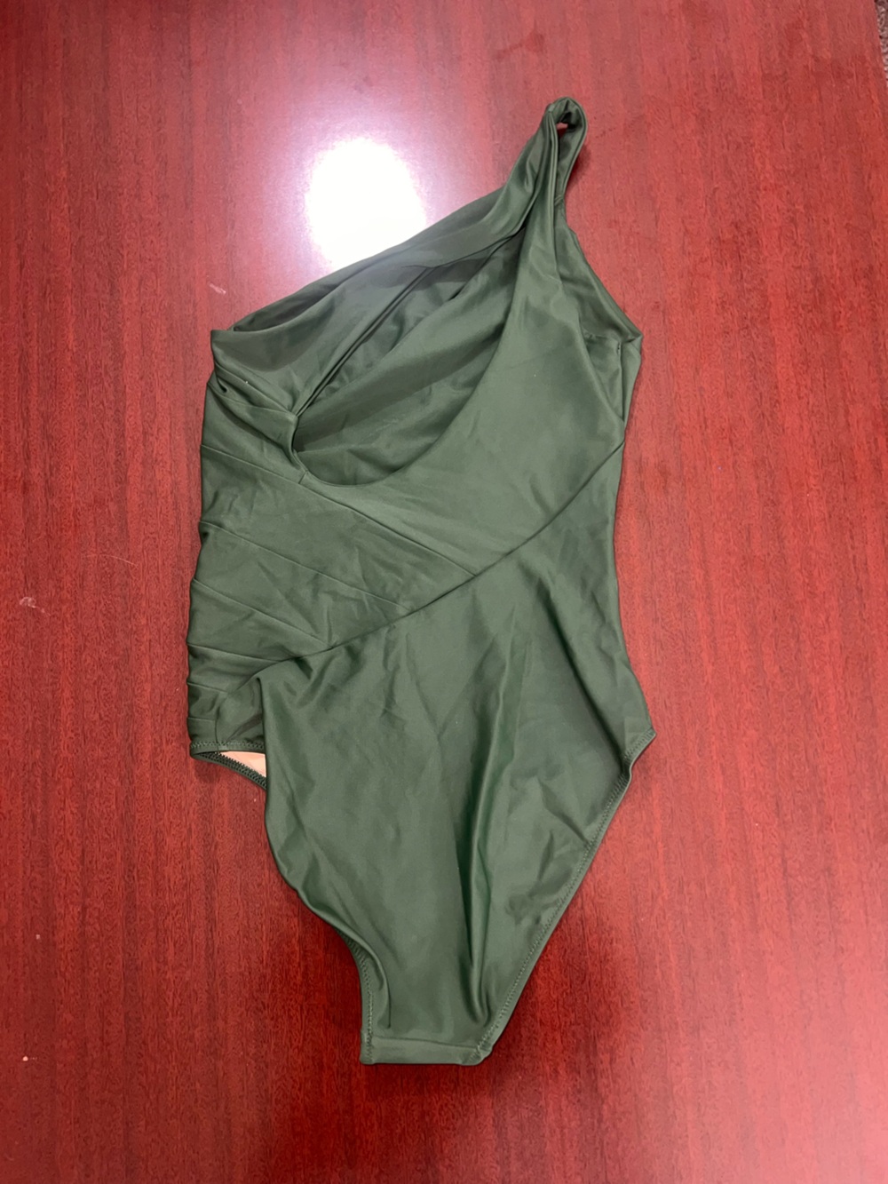 Women’s One-Shoulder Olive Green One-Piece Swimsuit - The Sidestroke - Picture 6 of 6